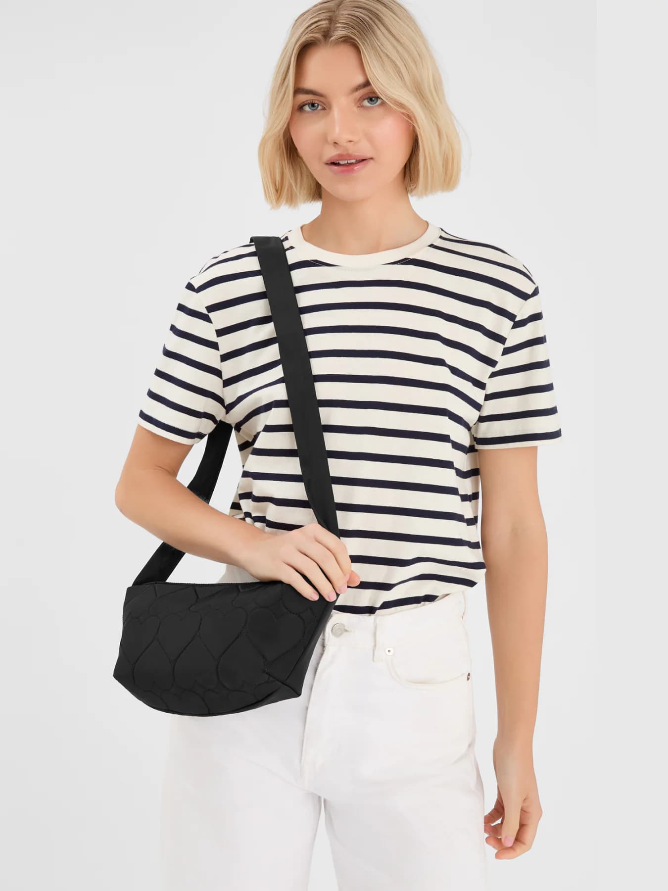 Women's Black Casual Quilted Polyester Sling Bag