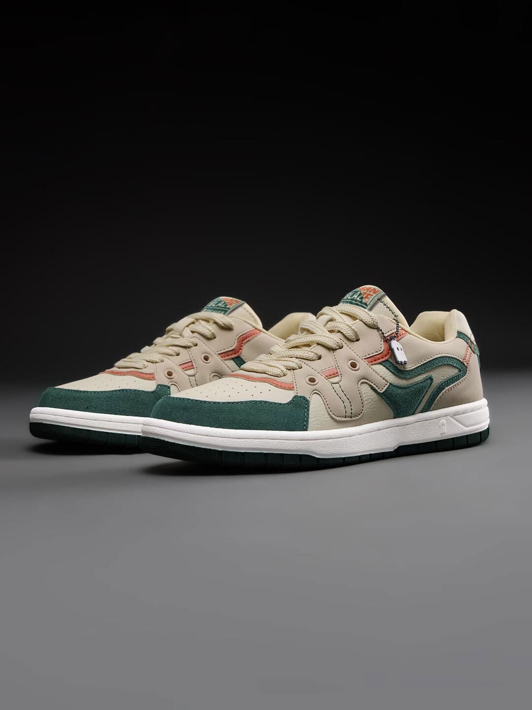 Men's Beige Casual Low-Top Polyurethane Sneakers