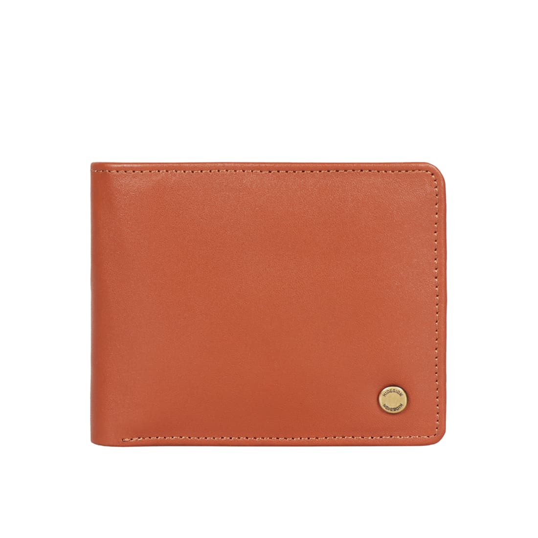 Men's Tan Formal Solid Leather Two Fold Wallet