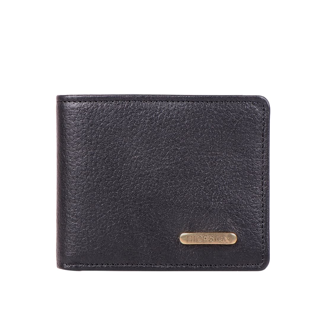 Men's Black Formal Textured Leather Two Fold Wallet