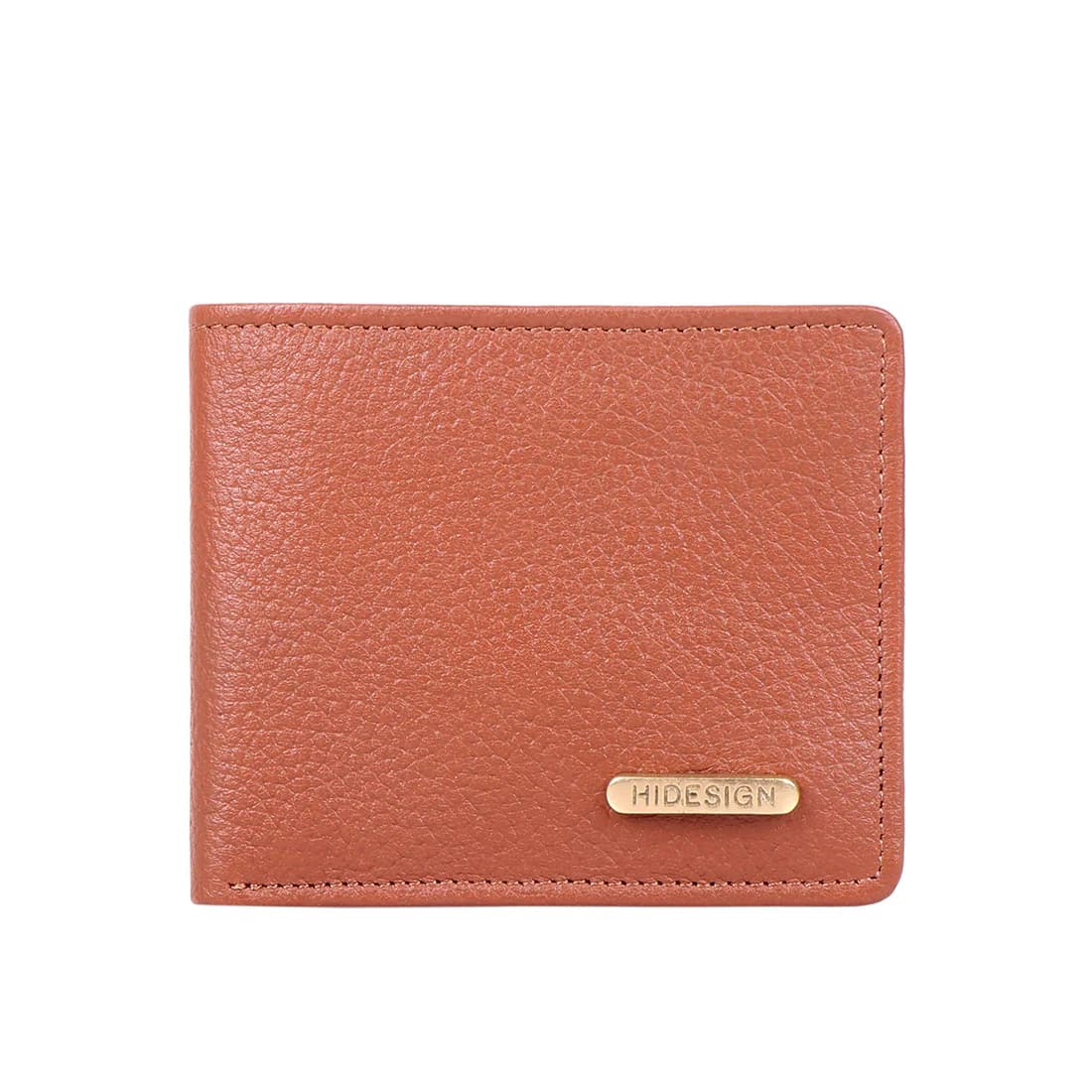 Men's Tan Formal Textured Leather Two Fold Wallet
