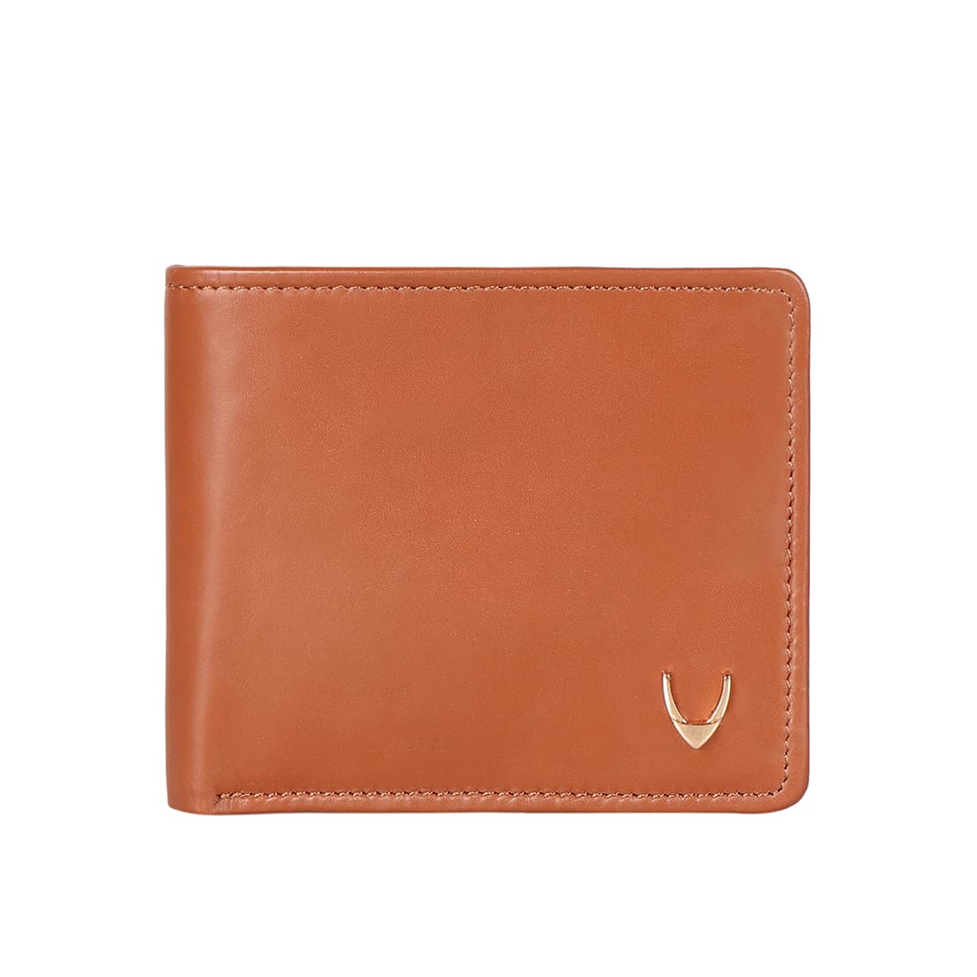 Men's Tan Casual Solid Leather Two Fold Wallet