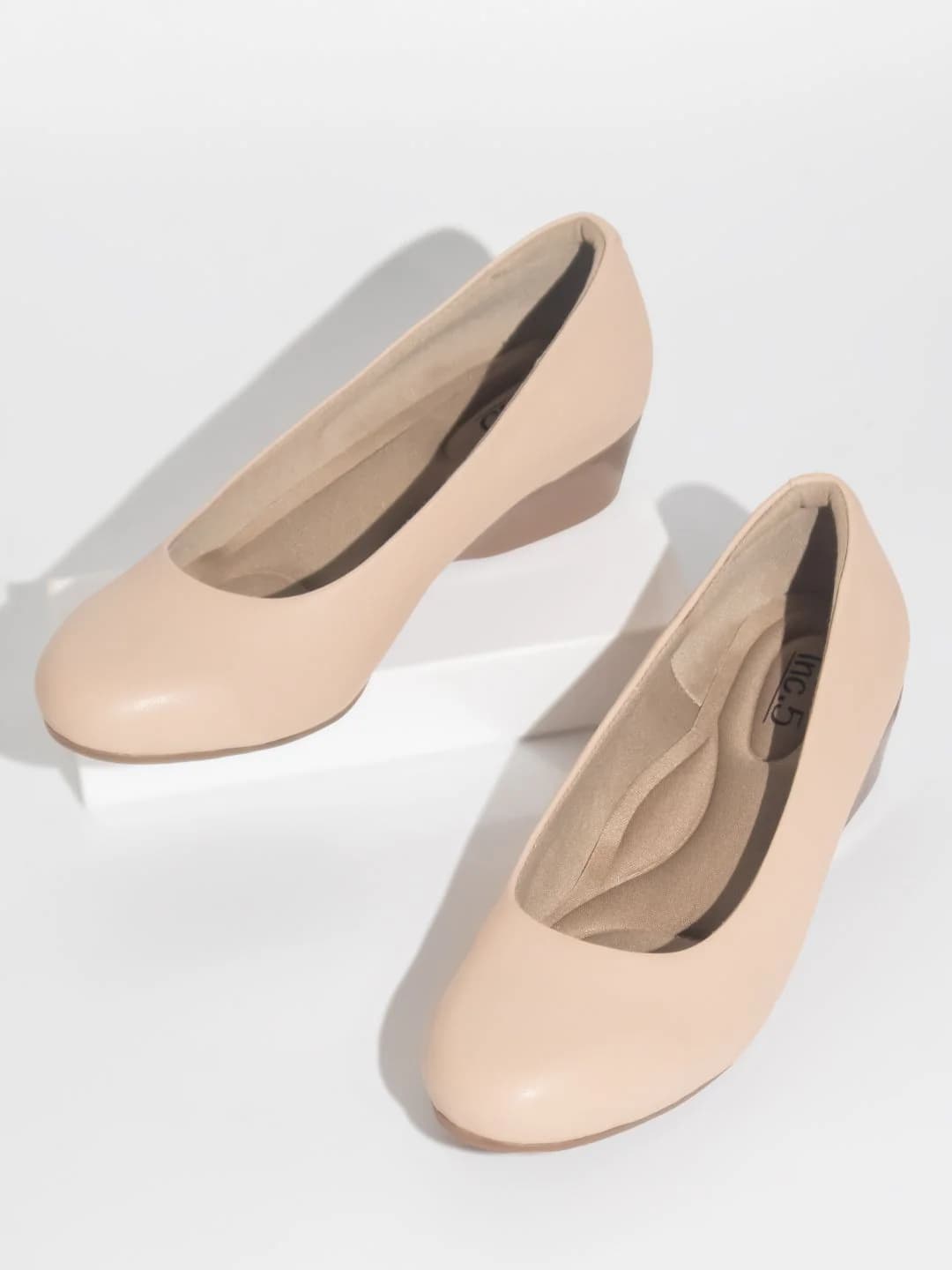 Women's Beige Formal Synthetic Wedge Heel Ballet Shoes