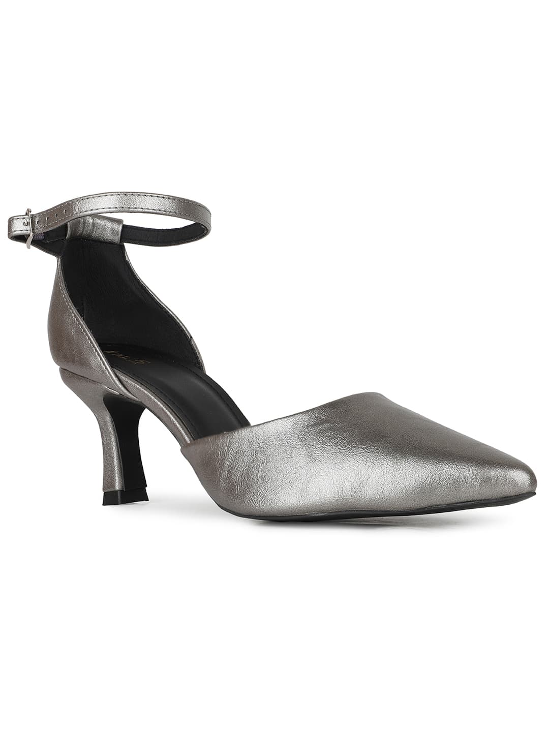 Women's Pewter Casual Synthetic Kitten Heel Mules