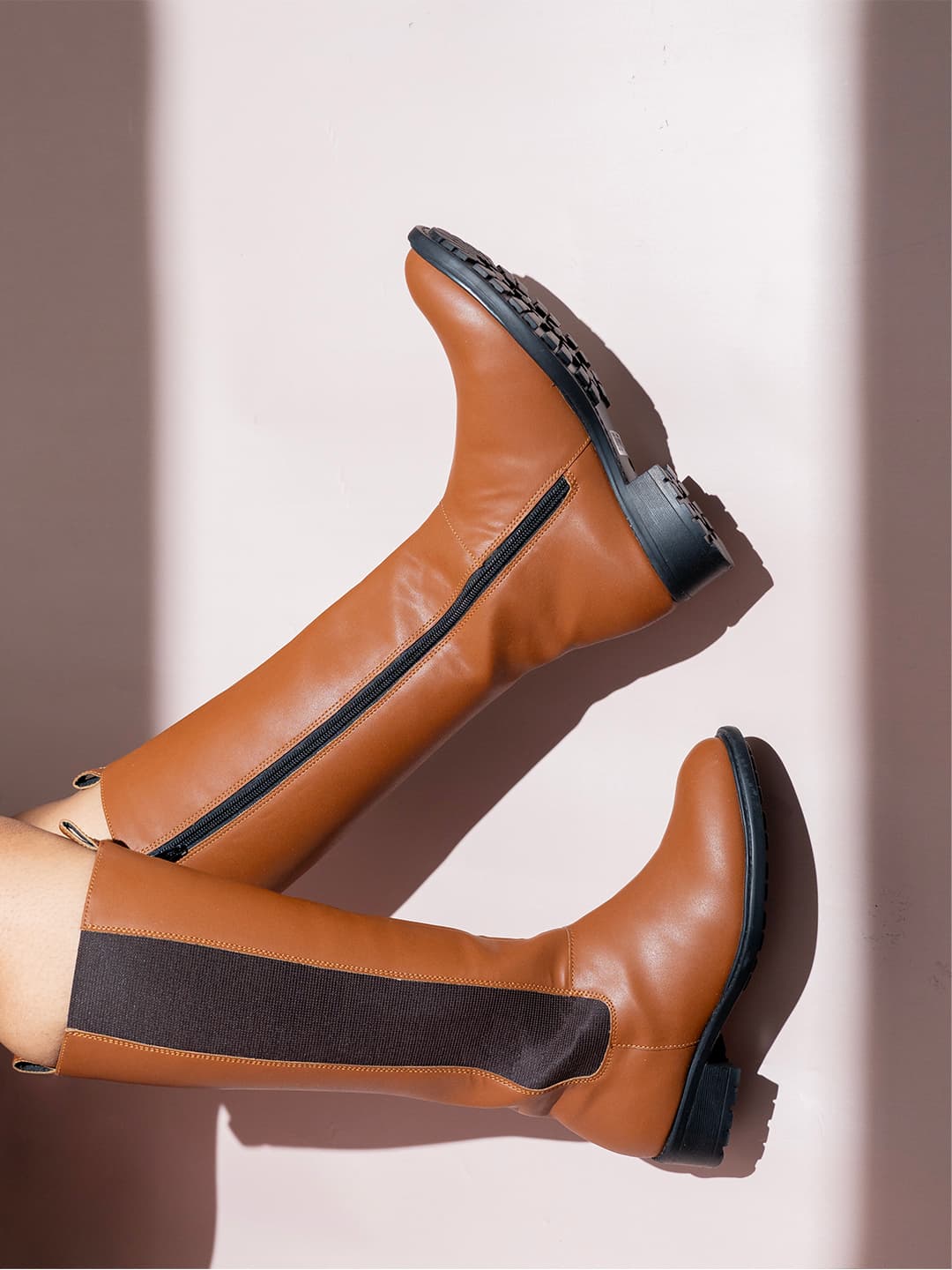 Women's Tan Casual Synthetic Block Heel Ankle Boot