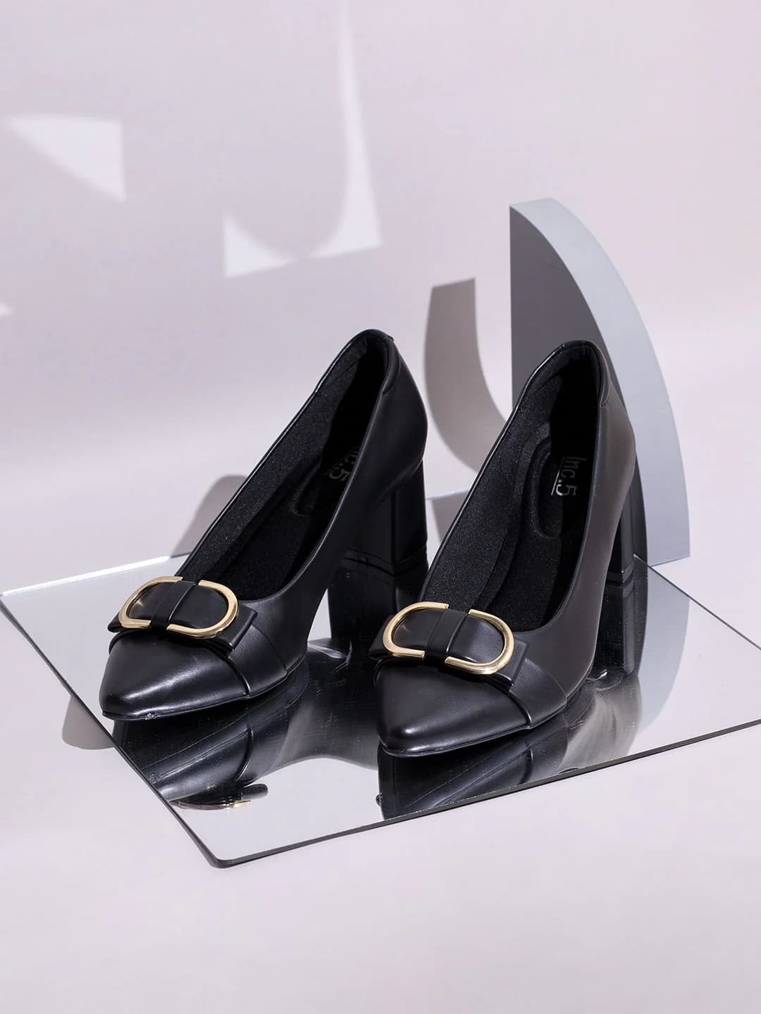 Women's Black Casual Synthetic Block Heel Ballet Shoes