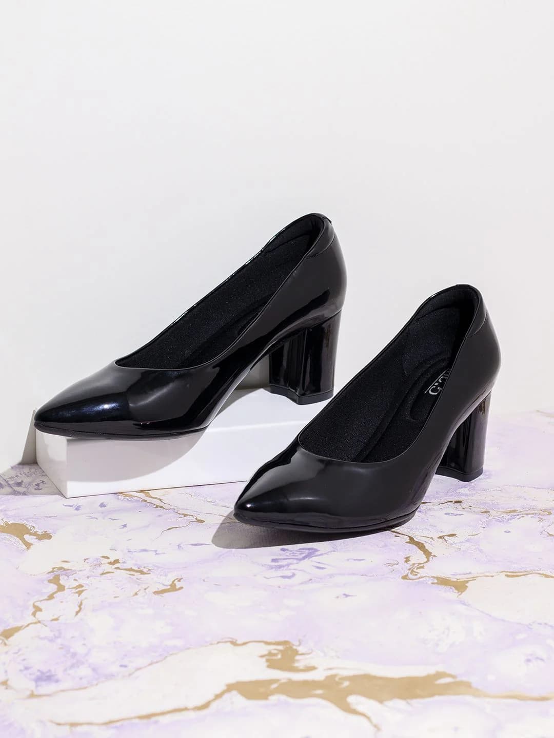 Women's Black Casual Synthetic Block Heel Ballet Shoes