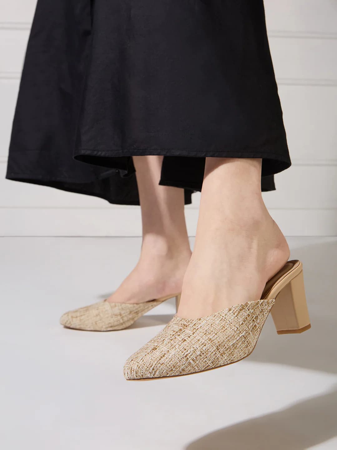 Women's Beige Casual Synthetic Block Heel Mules