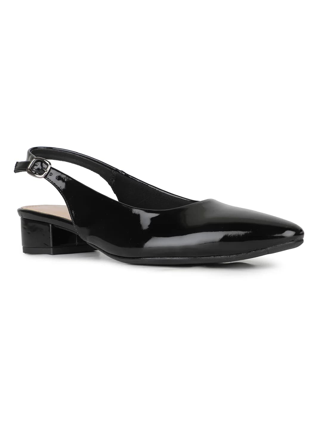 Women's Black Casual Synthetic Block Heel Mules Flats