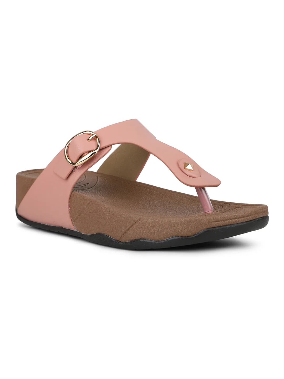 Women's Peach Casual Synthetic Flat Slip-Ons Sandals