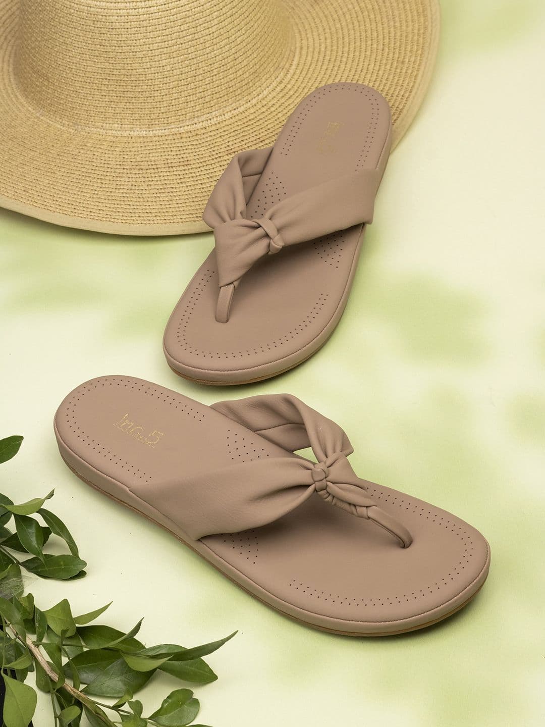 Women's Chikoo Casual Synthetic Flat Slip-Ons Sandals