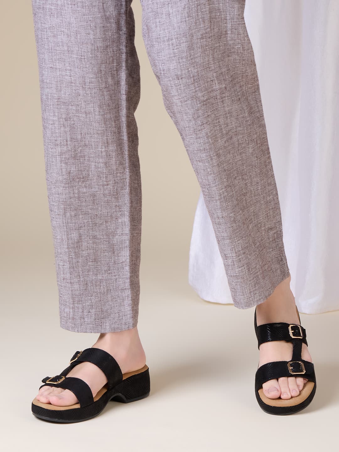 Women's Black Casual Synthetic Wedge Heel Wedges Sandals