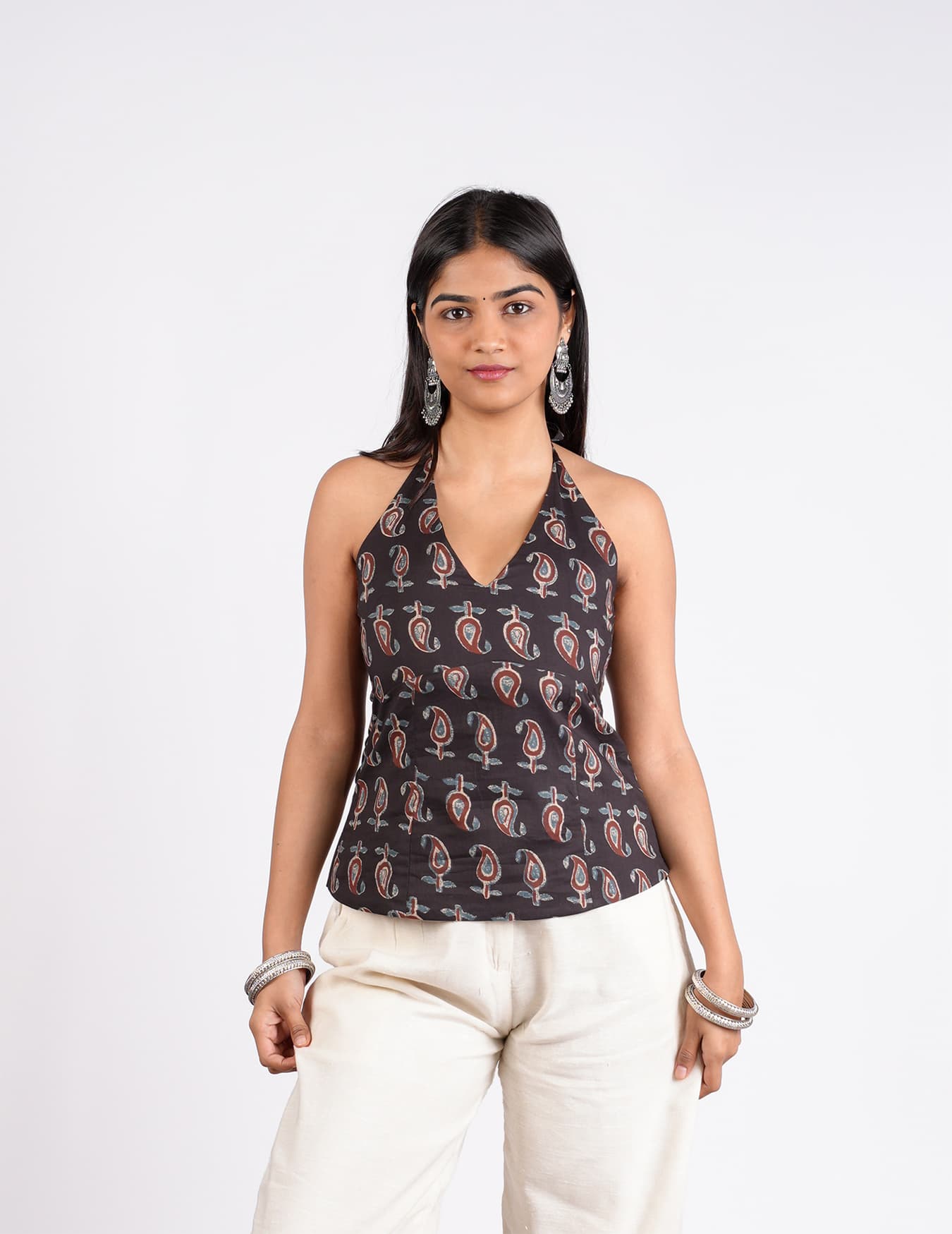 Women's Brown Casual Slim Fit Sleeveless Tops