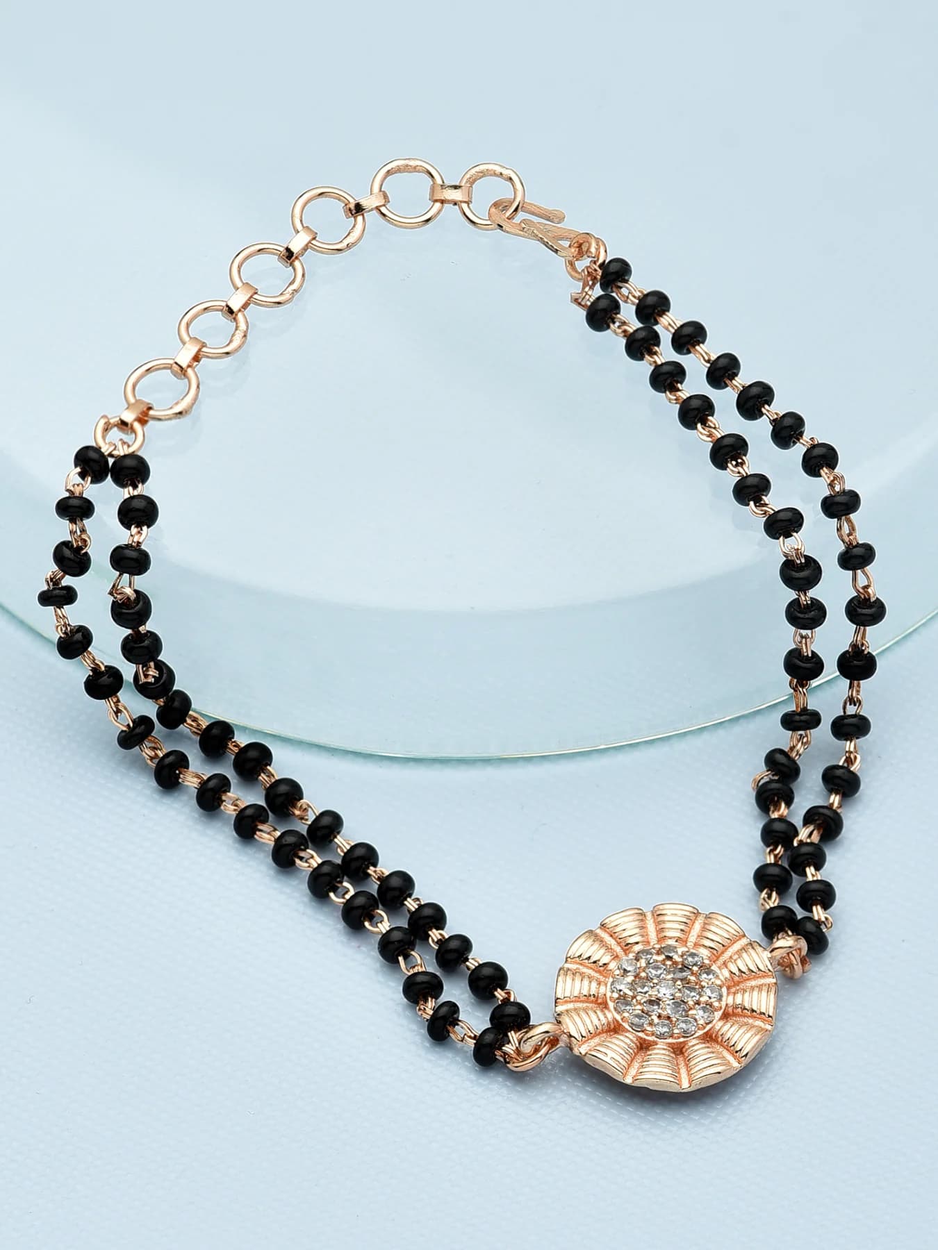 Women's Rose Gold Contemporary Cubic Zirconia Mangalsutra Bracelet