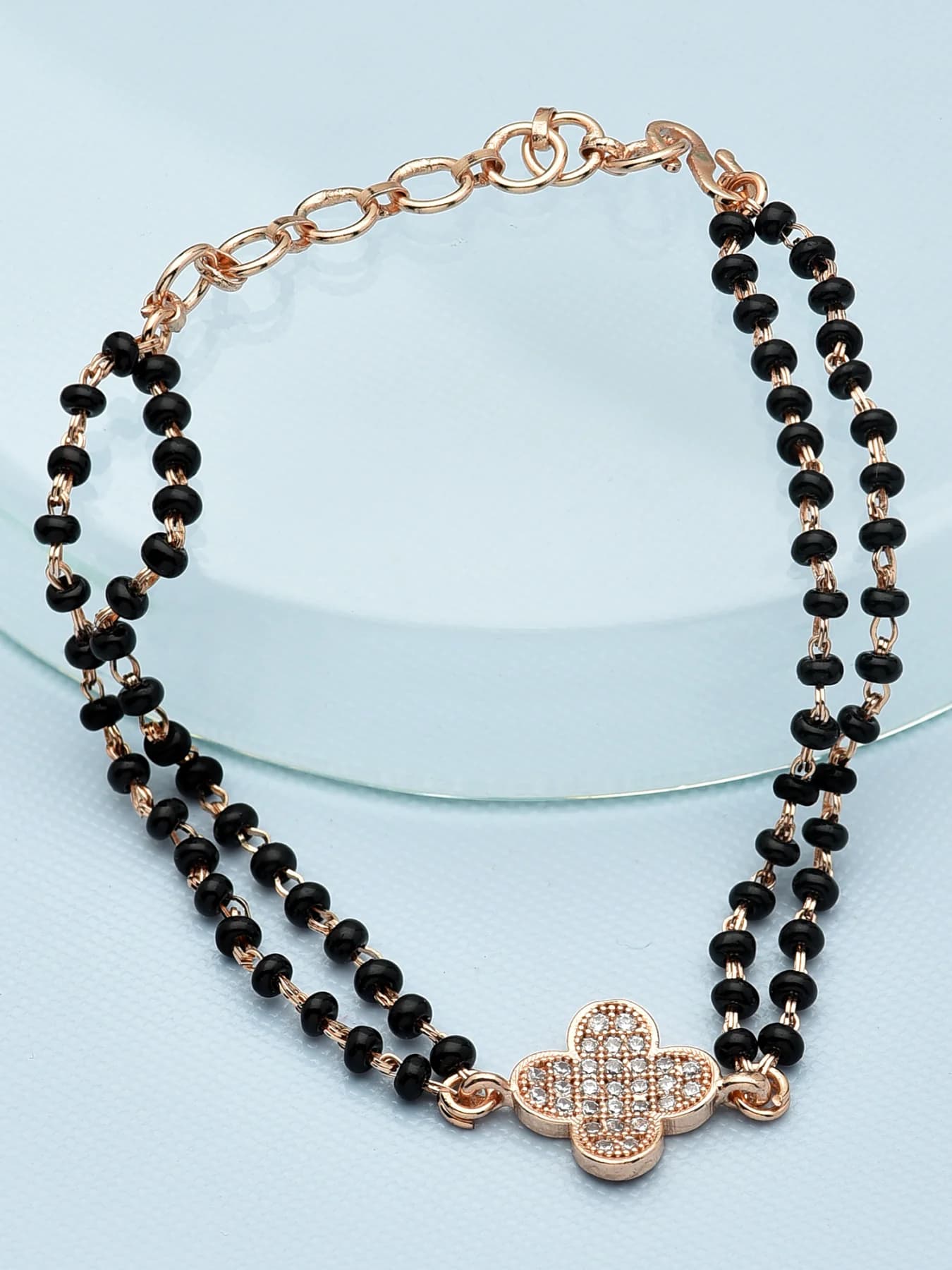 Women's Rose Gold Contemporary Cubic Zirconia Mangalsutra Bracelet