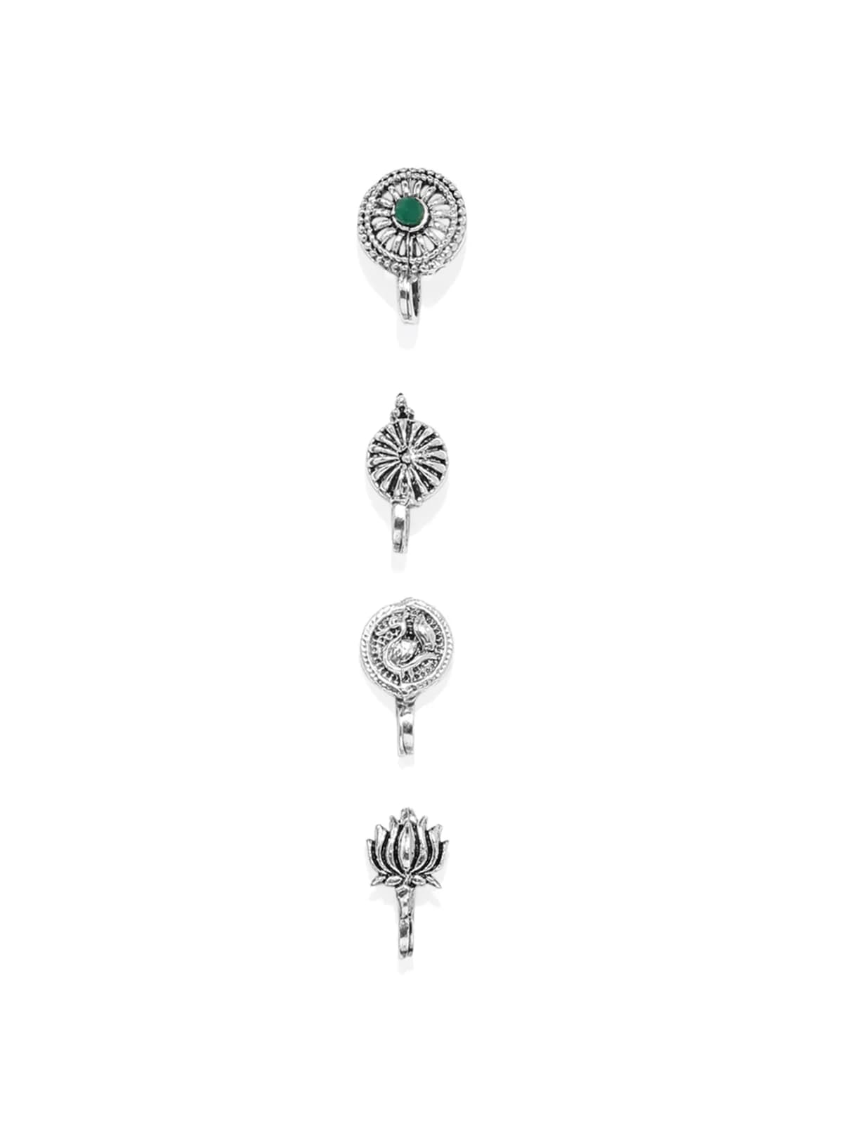 Women's Combo of 4 Antique Silver Tone Clip
