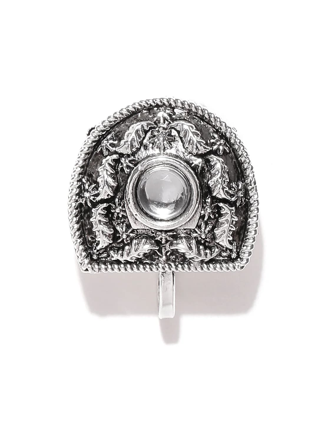 Women's Antique Silver Tone Oxidised Ethnic Clip