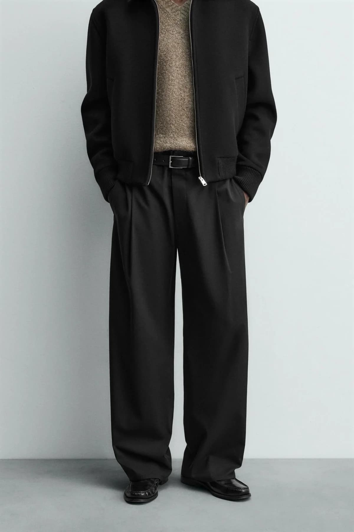 Men's Black Casual Straight Fit Korean Trouser