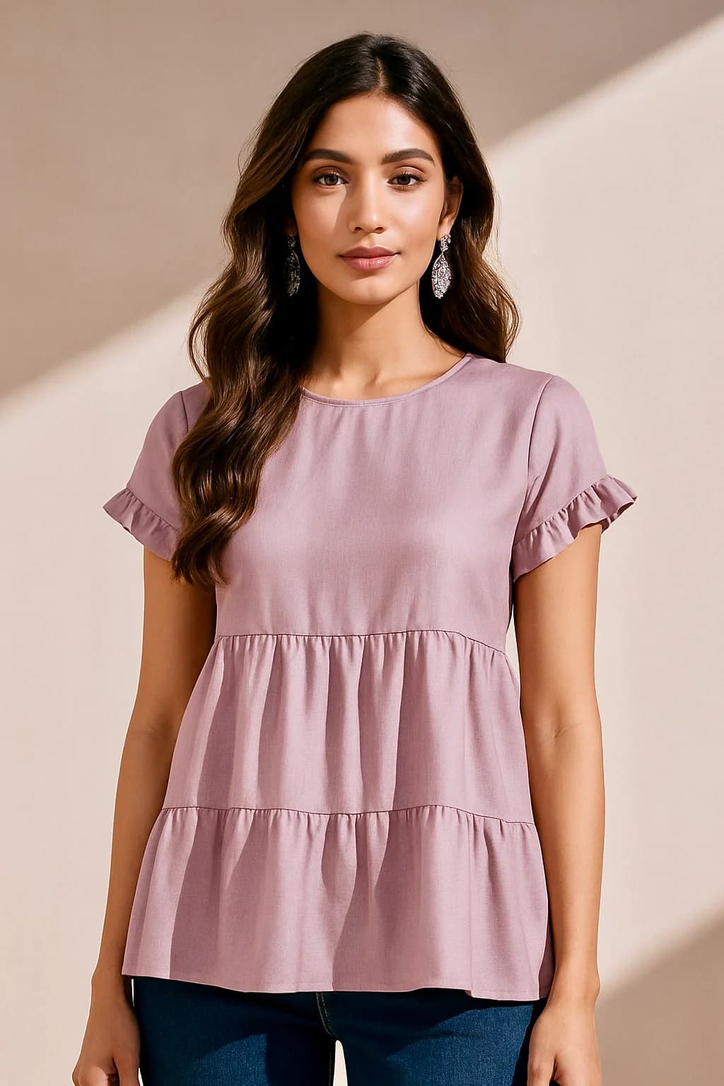 Women's Purple Casual Tiered Top