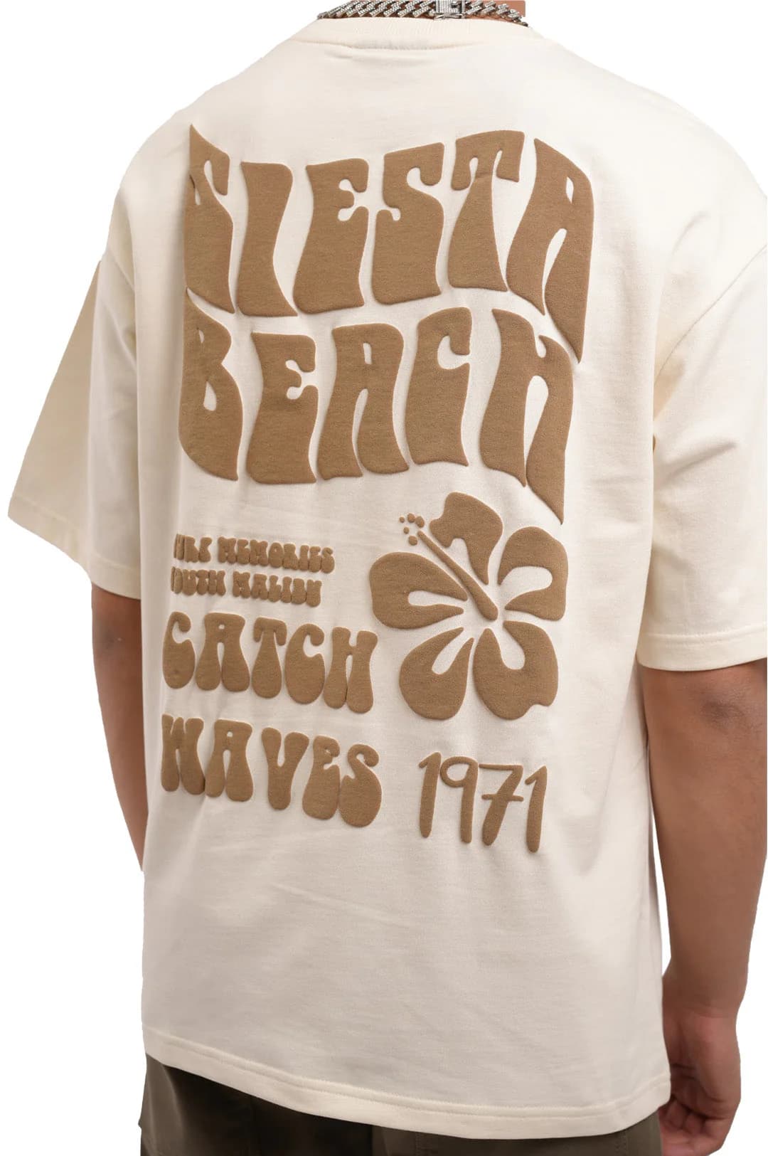 Men's Cream Casual Oversized Fit Half Sleeves Tshirt