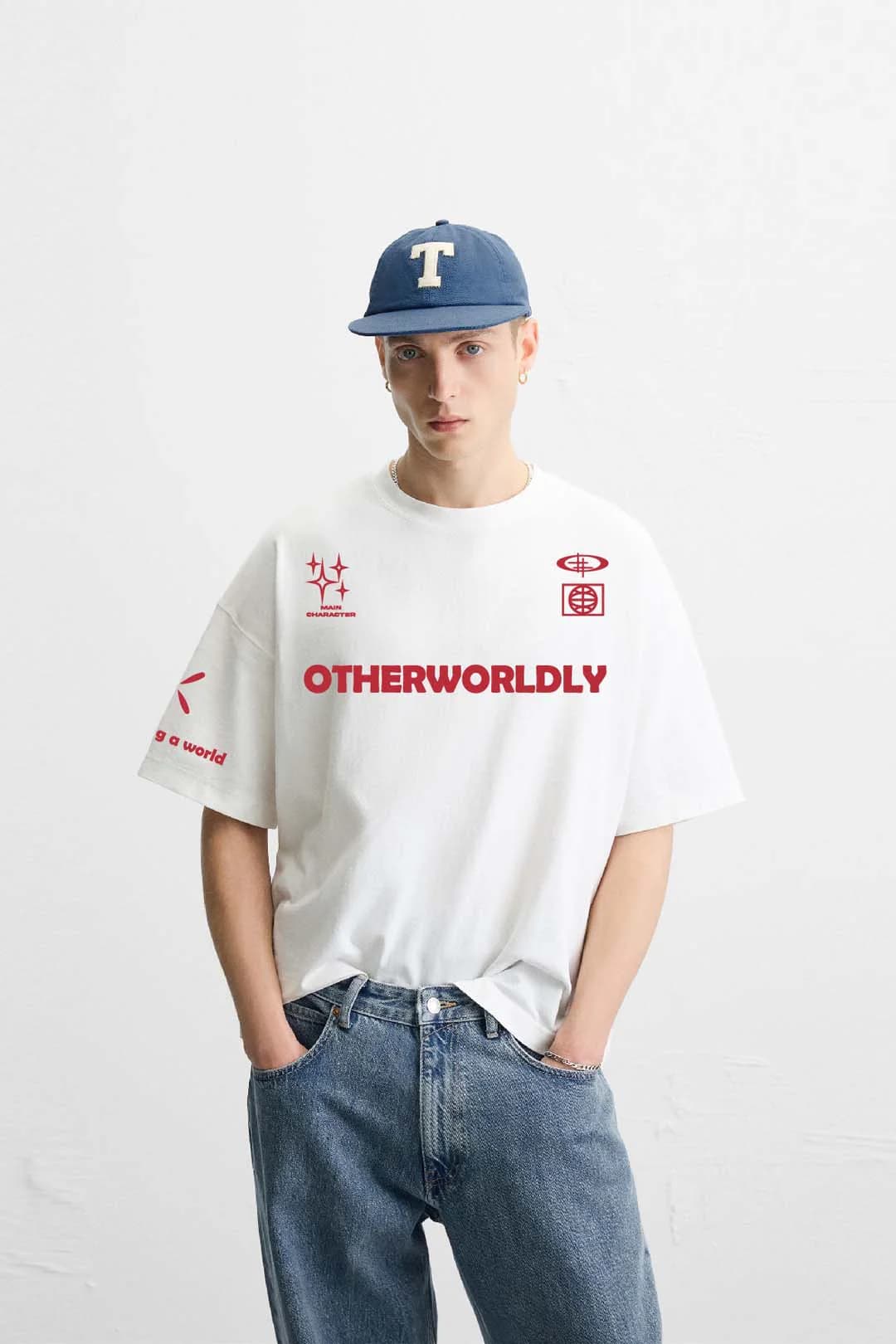 Men's White Casual Oversized Fit Half Sleeves Tshirt