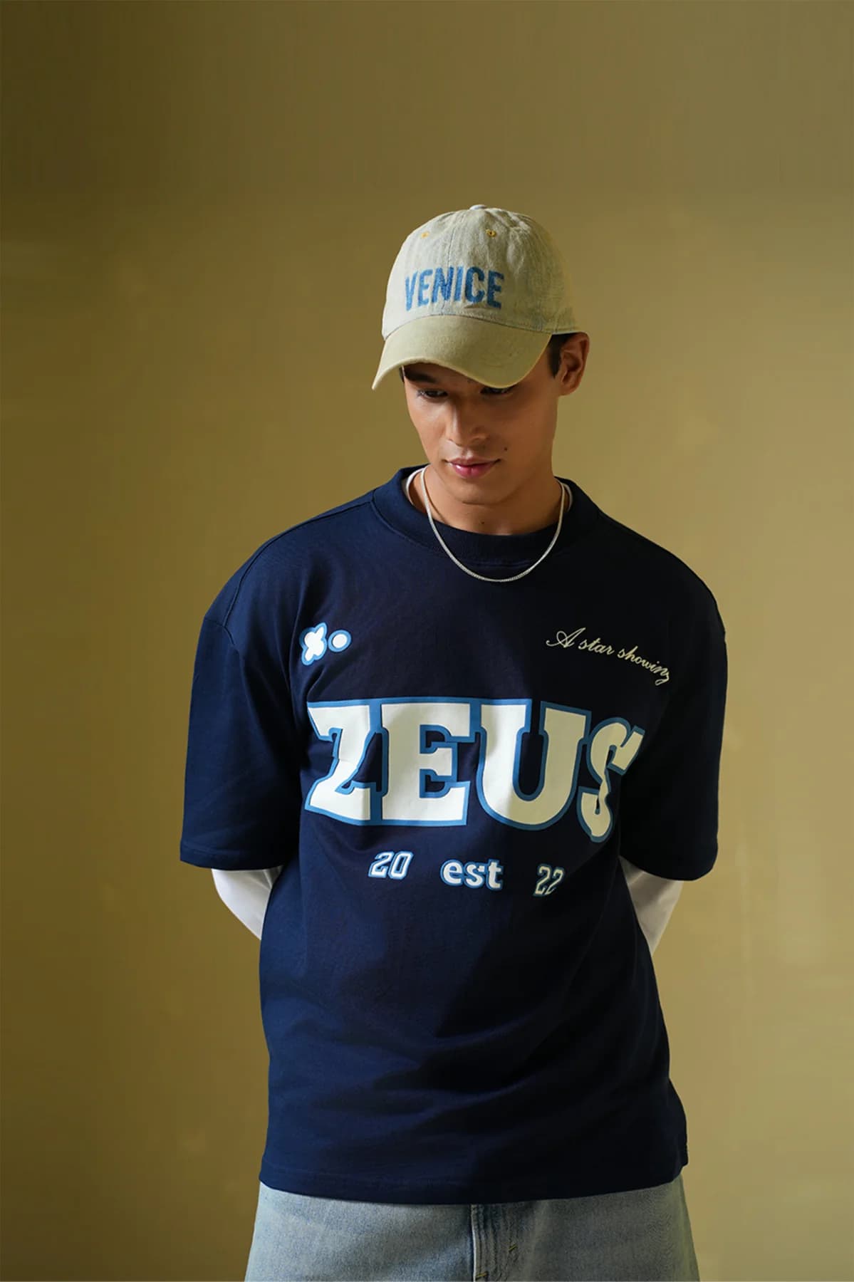 Men's Navy Casual Oversized Fit Half Sleeves Tshirt