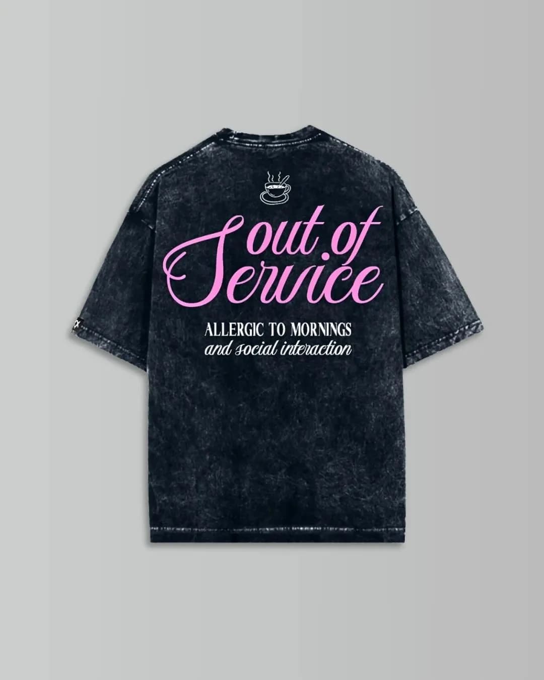 Unisex Grey Casual Typography Oversized Fit Tshirt