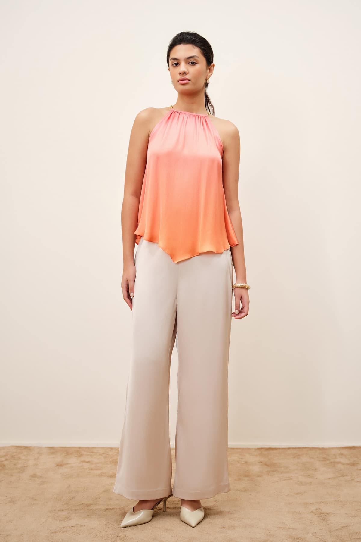 Women's Pink Party Solid Sleeveless Top