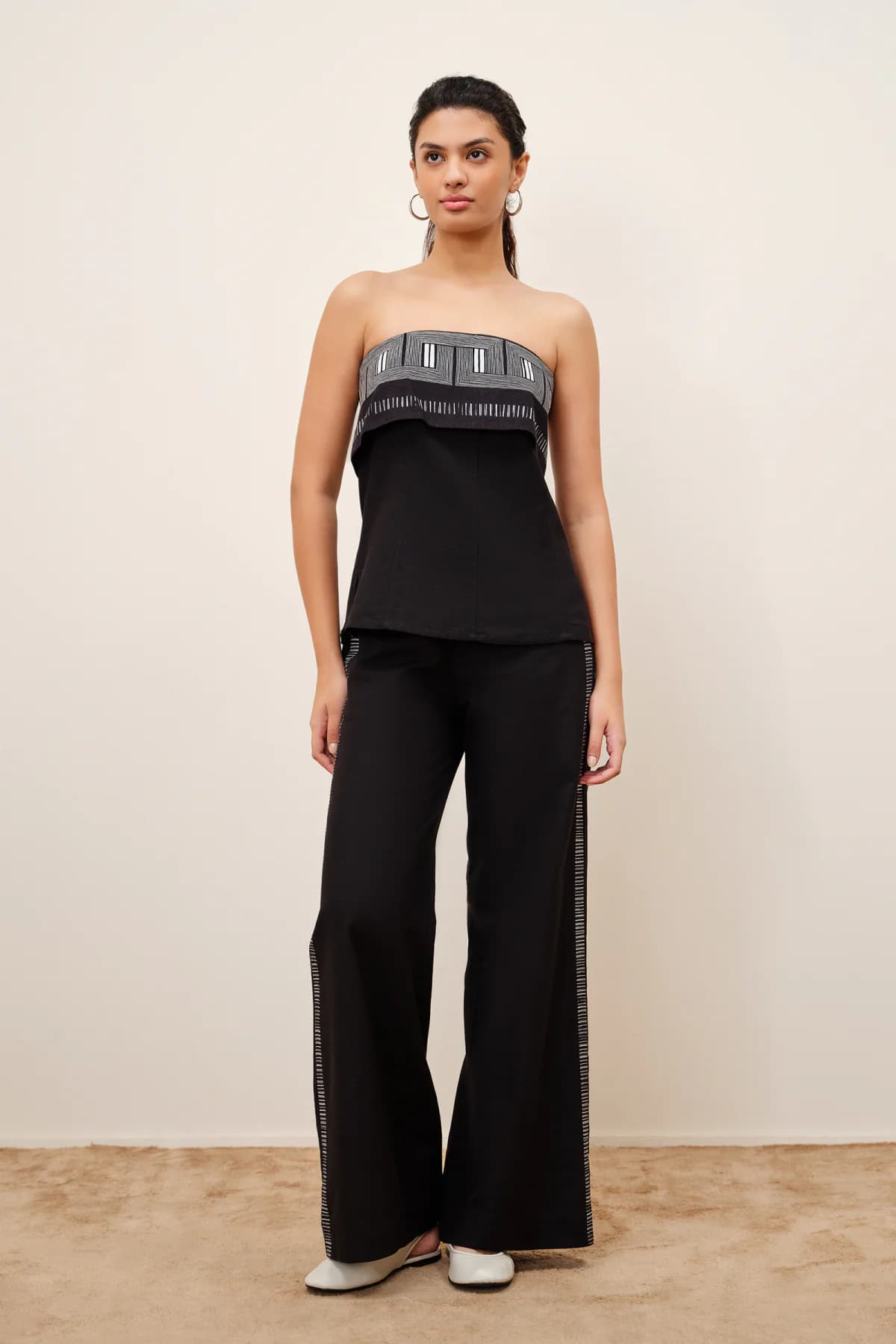 Women's Black Casual Printed Sleeveless Co-ords Set