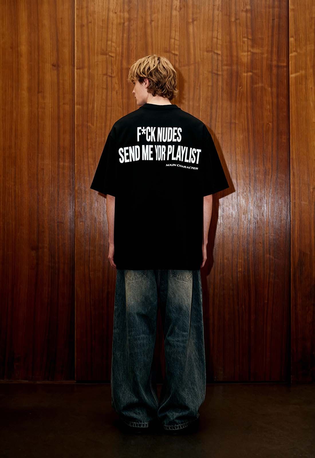 Men's Black Casual Oversized Fit Half Sleeves Tshirt