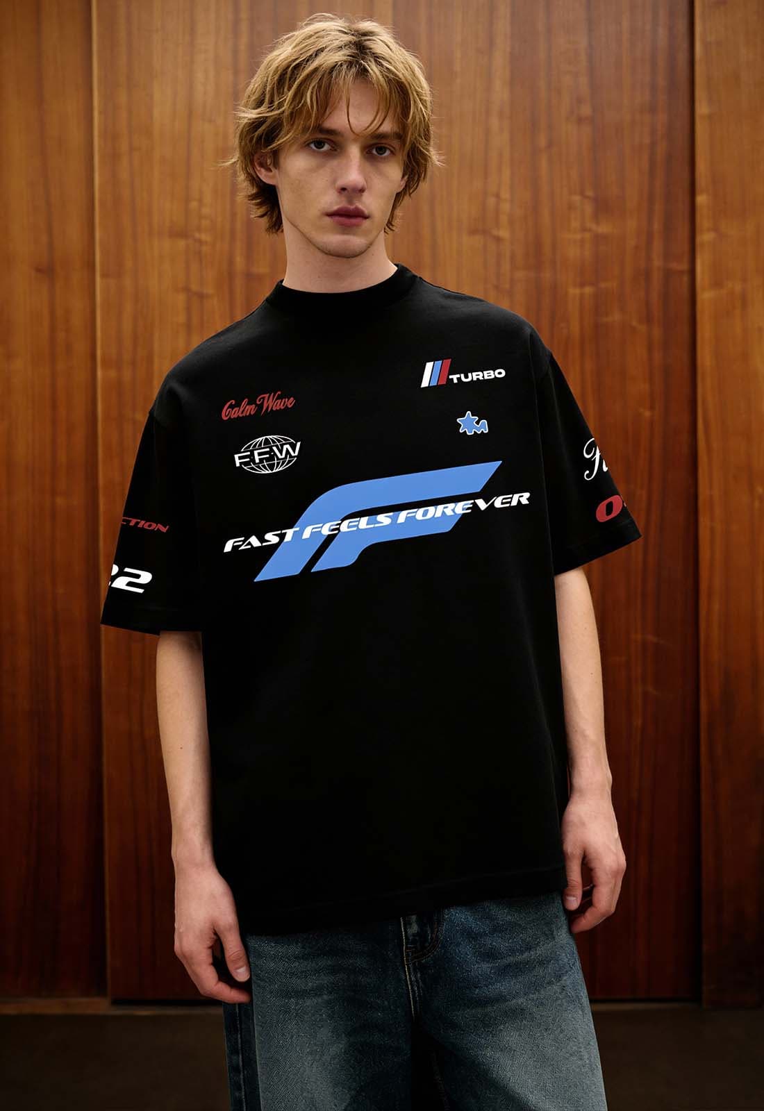 Men's Black Casual Oversized Fit Half Sleeves Tshirt