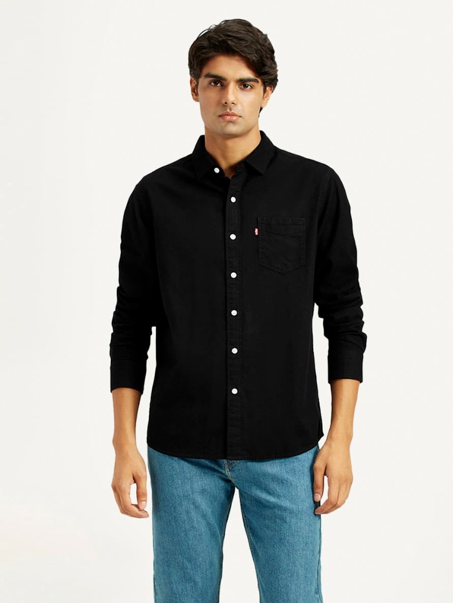 Men's Black Casual Full Sleeves Slim Fit Shirt