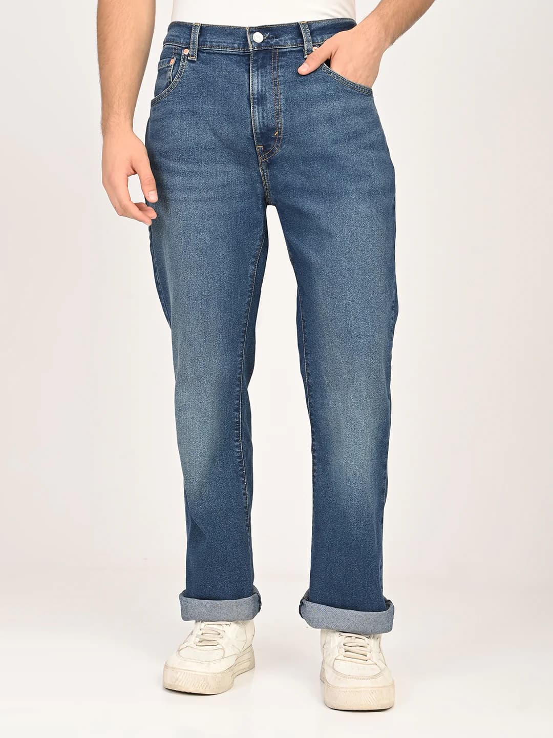 Men's 517 Dark Indigo Blue Bootcut Fit Casual Mid-Rise Jeans