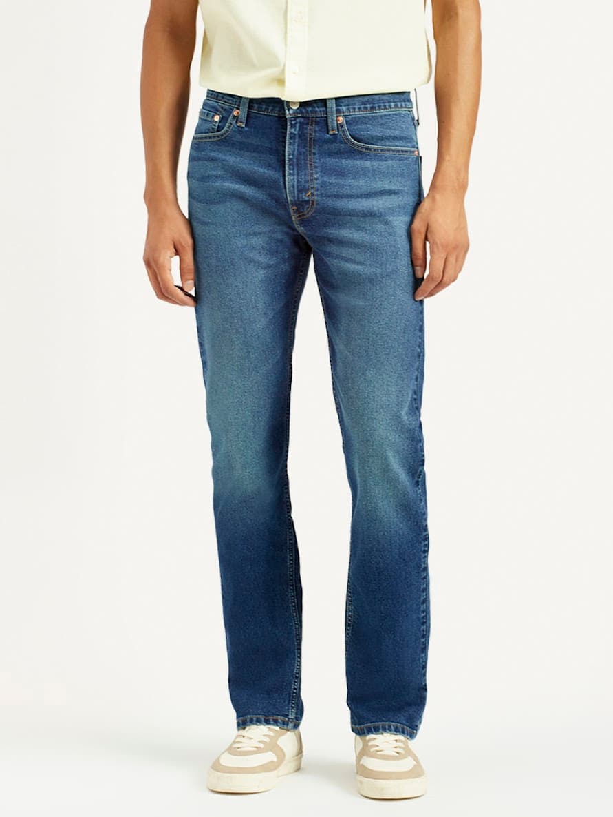 Men's 513 Dark Indigo Blue Straight Fit Casual Mid-Rise Jeans