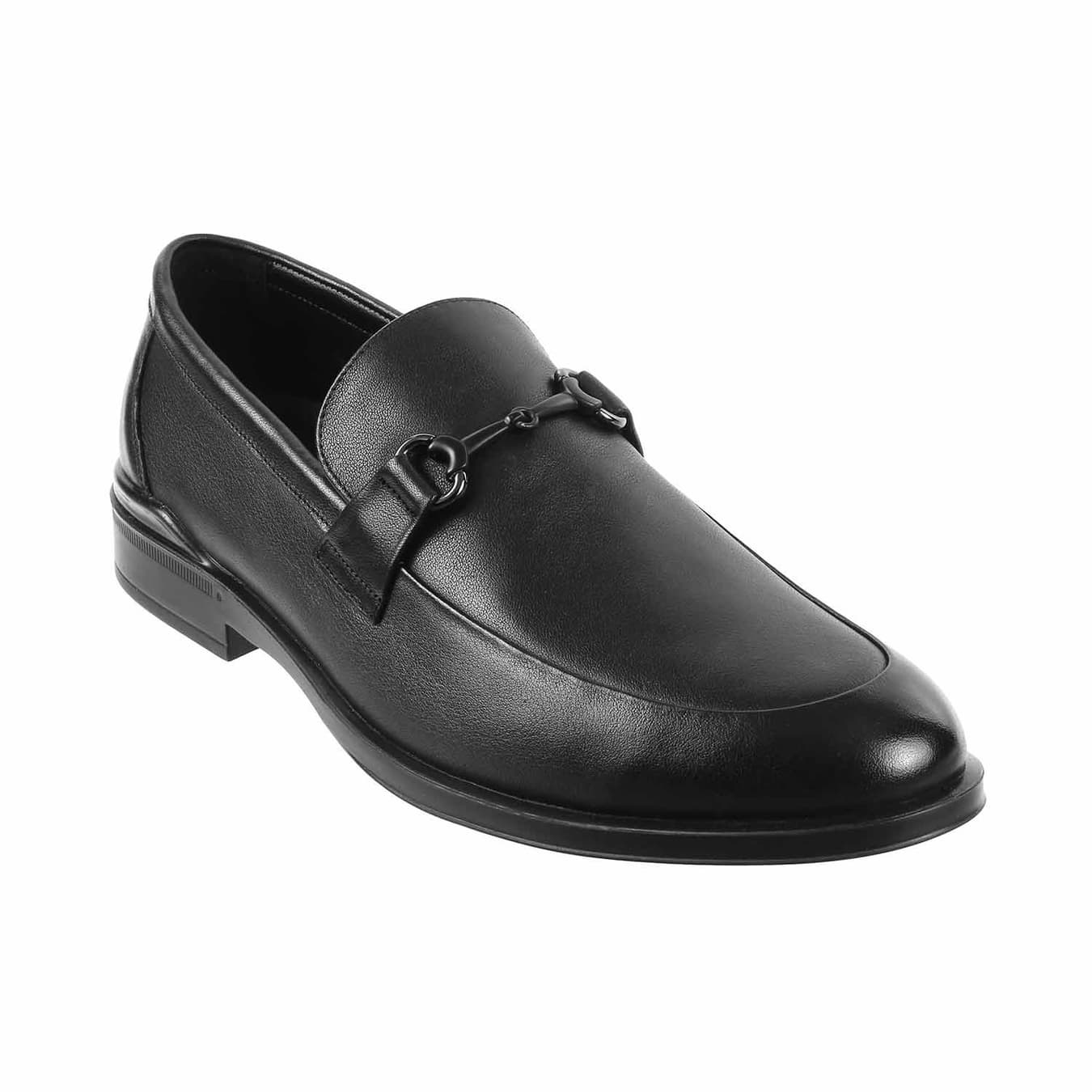 Men's Black Formal Almond Toe Leather Formal Shoes