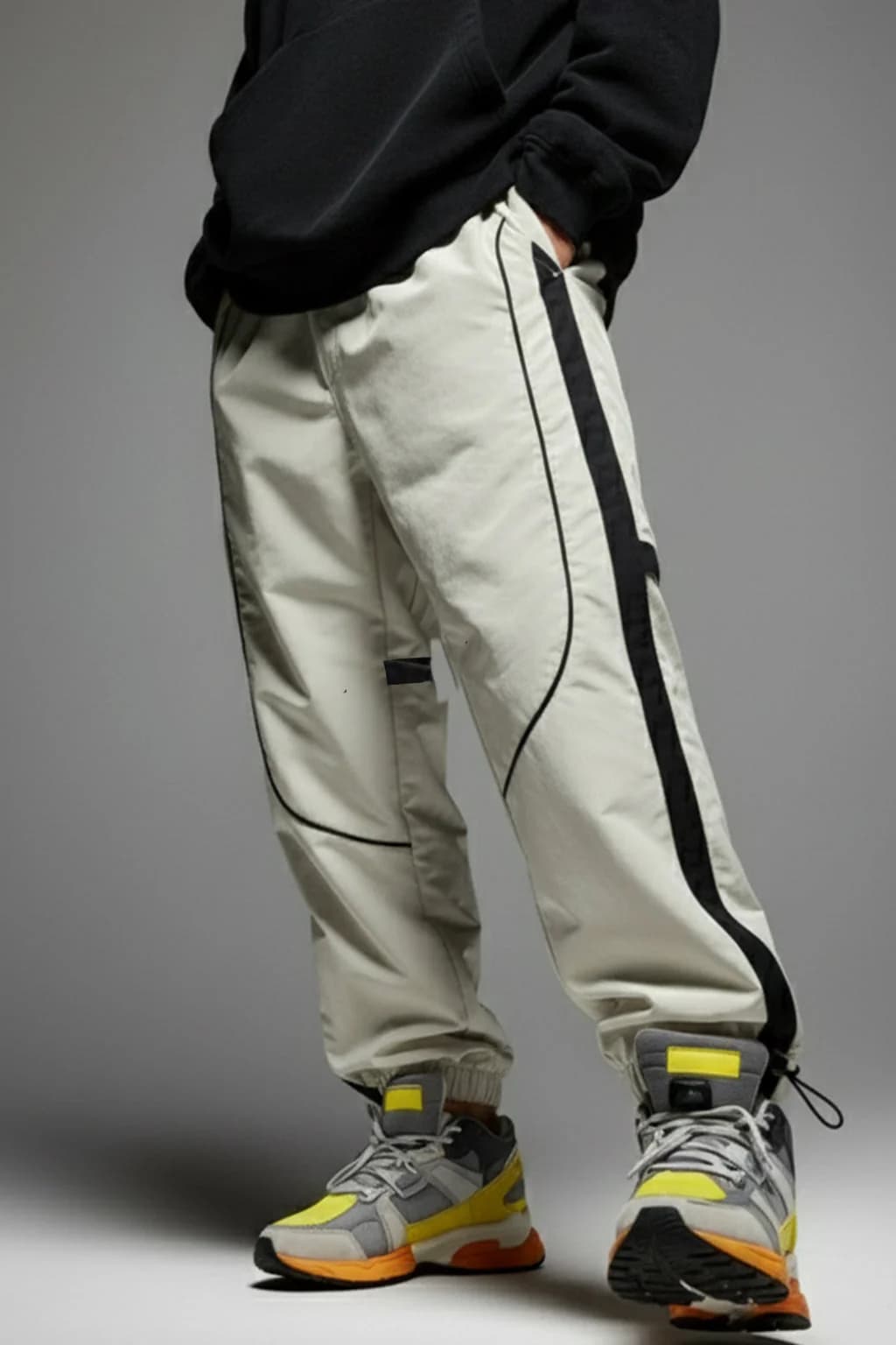 Men's Beige Casual Baggy Fit Joggers