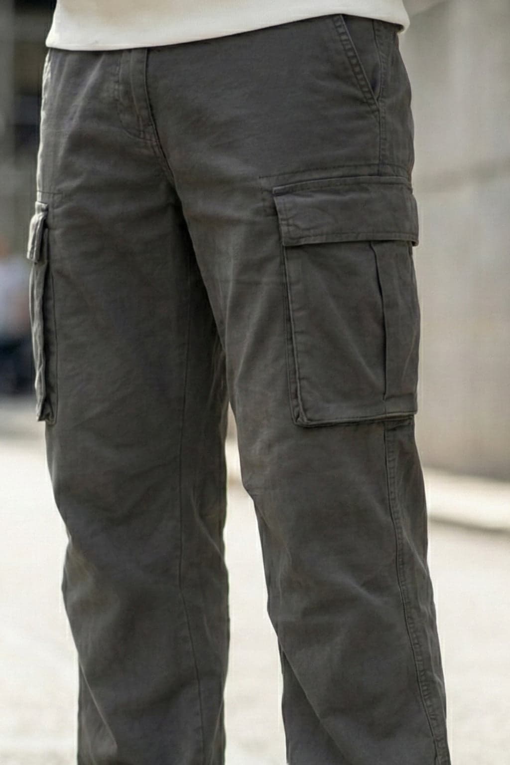 Men's Grey Casual Baggy Fit Cargos