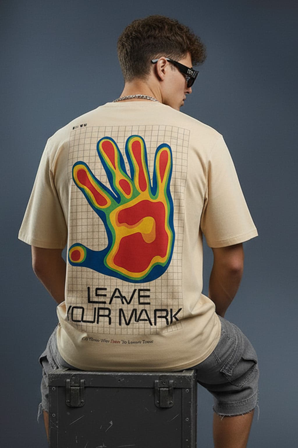 Men's White Casual Oversized Fit Half Sleeves Graphic Tshirt