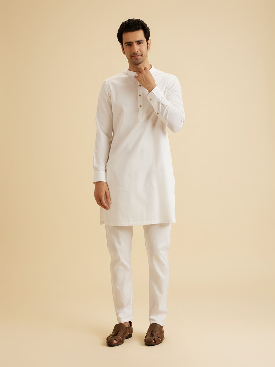 Men's Ethereal White Cotton Kurta Pajama