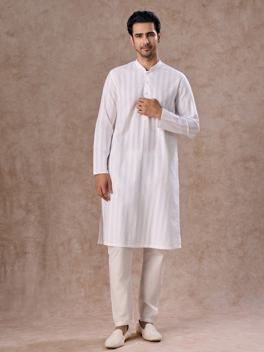 Men's White Elegance Cotton Kurta Pajama