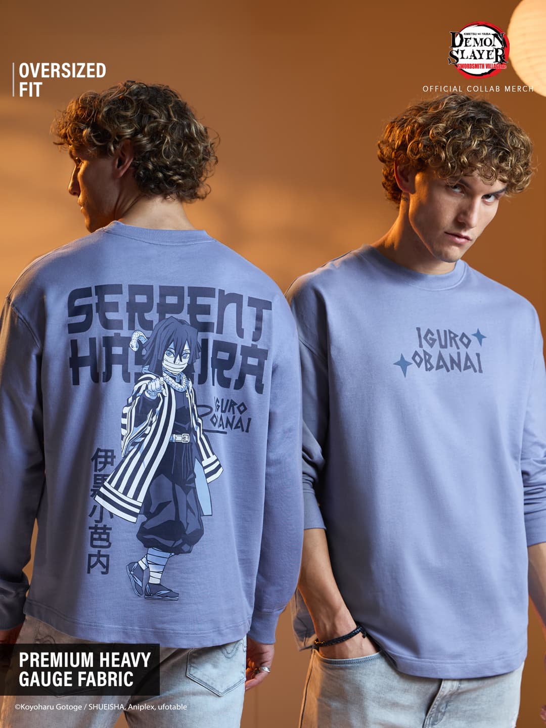 Men's Blue Casual Graphic Oversized Fit Full Sleeves Tshirt