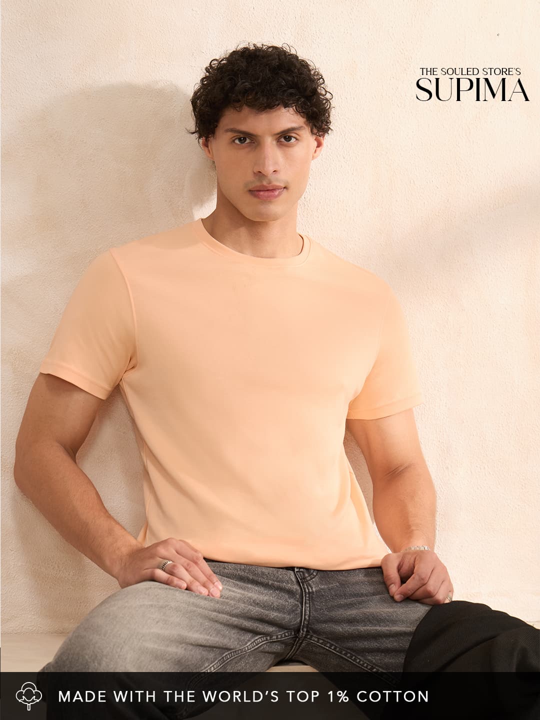 Men's Orange Casual Solid Regular Fit Half Sleeves Tshirt