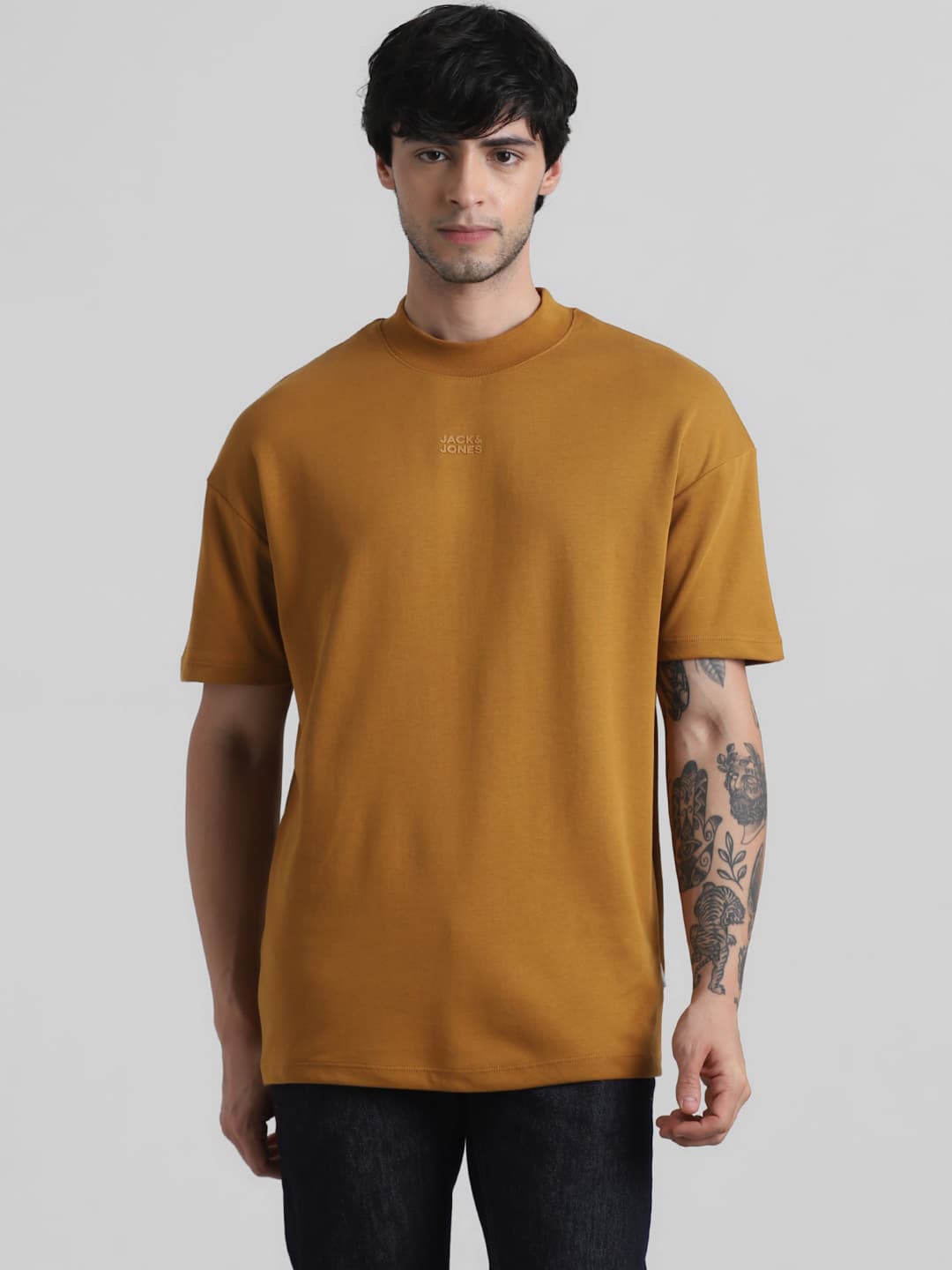 Men Brown Casual Half Sleeves Tshirt