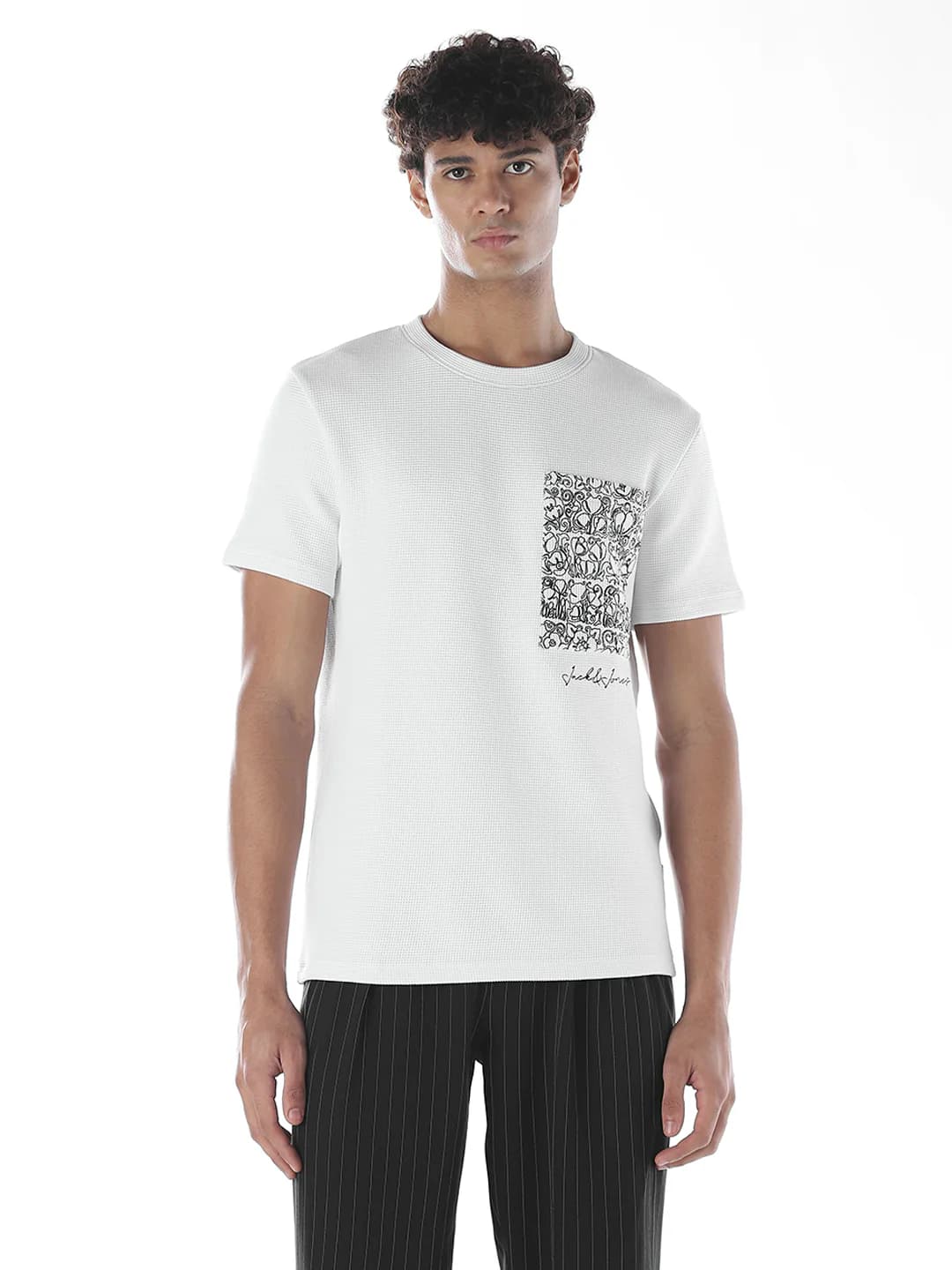 Men White Casual Half Sleeves Tshirt