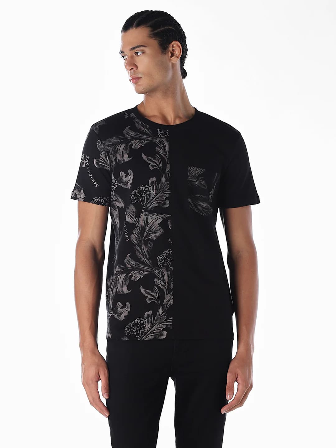 Men Black Casual Half Sleeves Tshirt