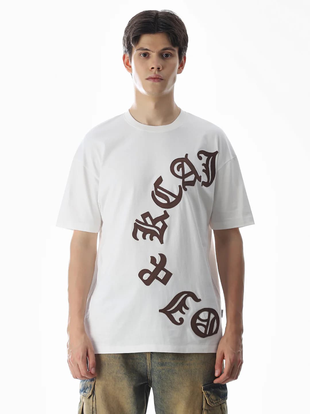 Men White Casual Half Sleeves Tshirt