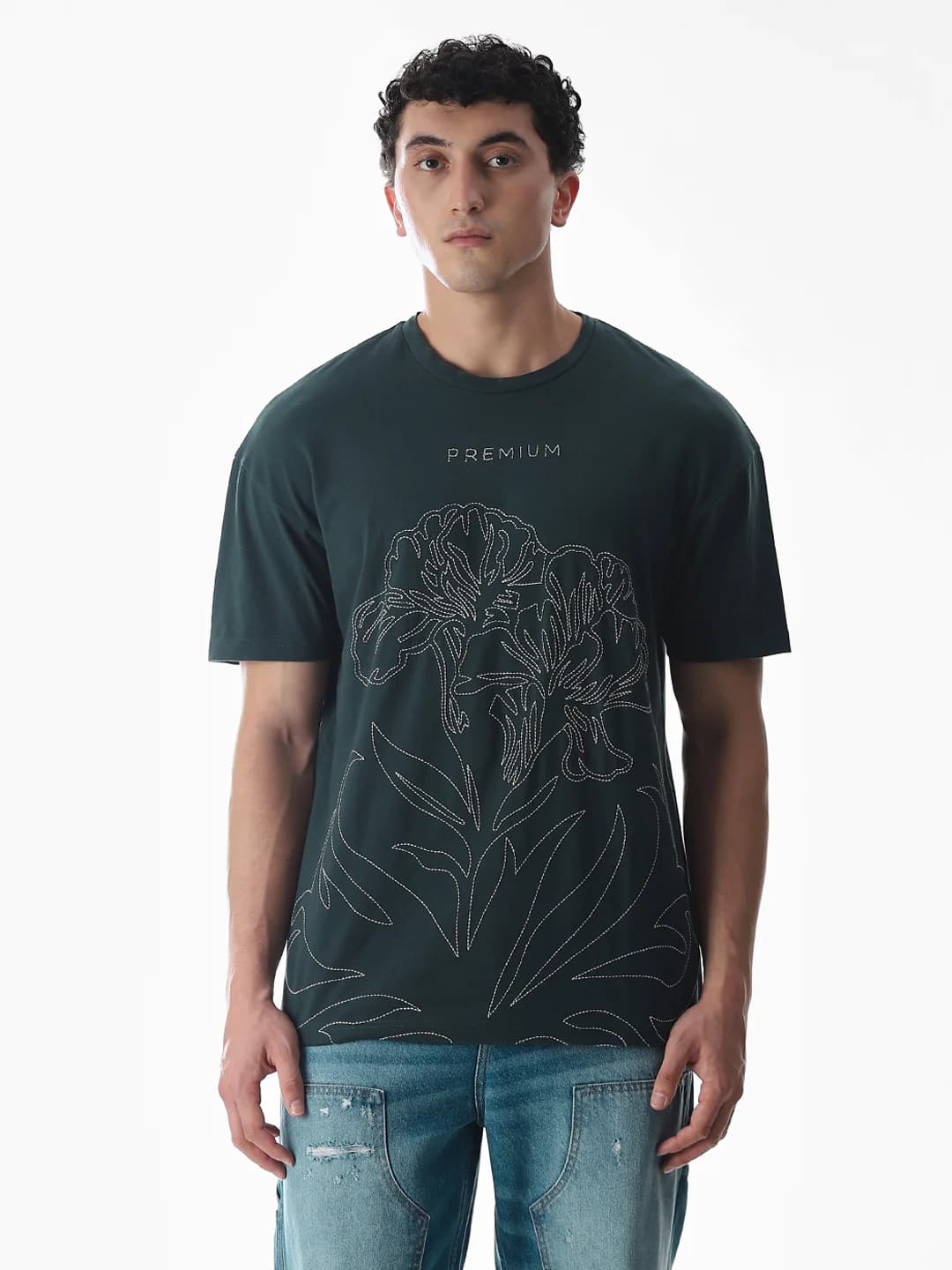 Men Blue Casual Half Sleeves Tshirt