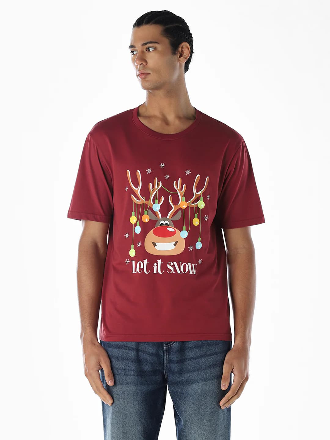 Men Red Casual Half Sleeves Tshirt