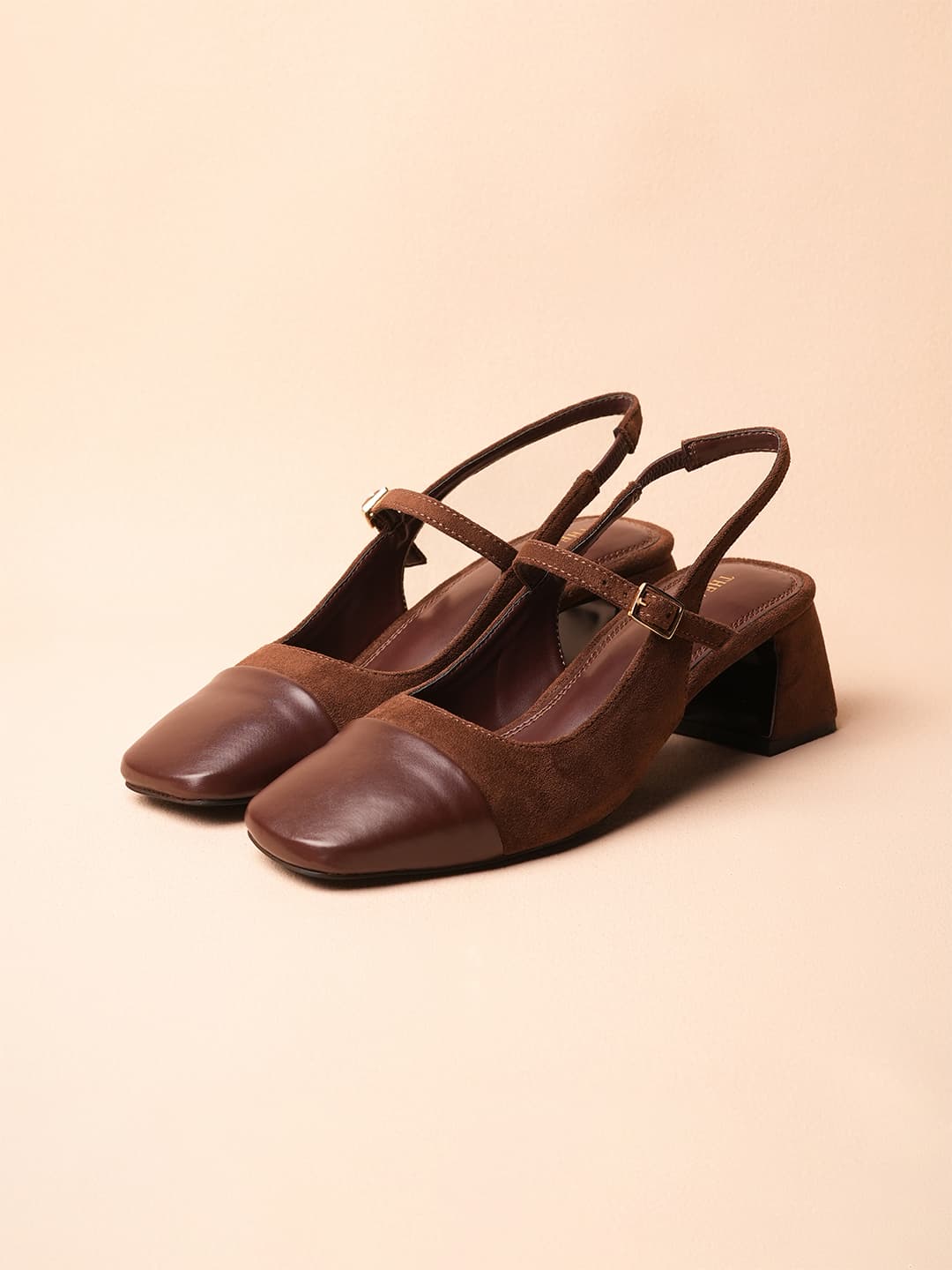 Women's Twiggy Madame Sousatzka Brown Suede Mary Jane Block Heels