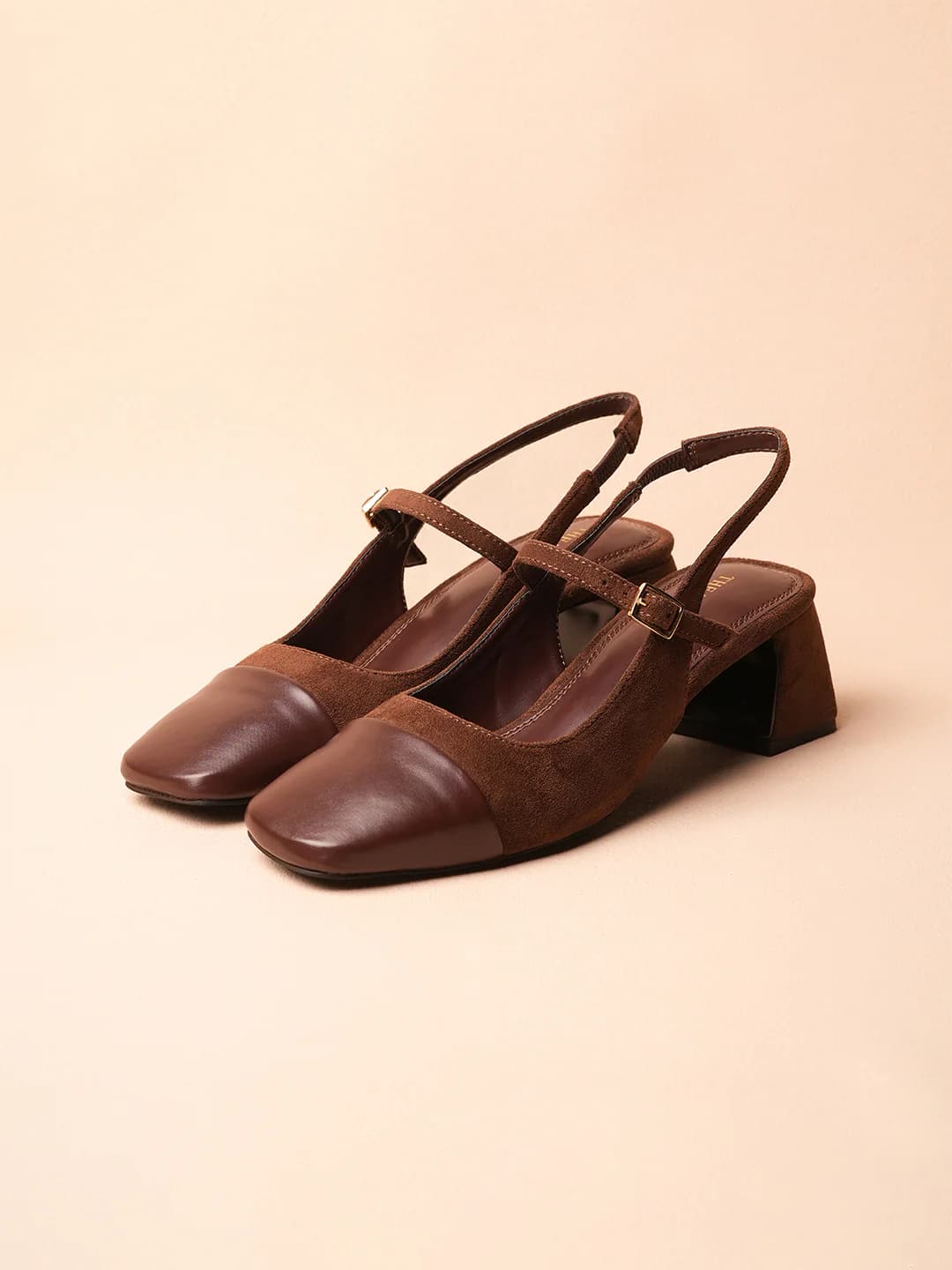 Women's Twiggy Madame Sousatzka Brown Suede Mary Jane Block Heels